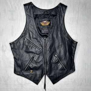 Harley Davidson 90’s Women's Leather Black Vest Lace Up Fits Small to Medium